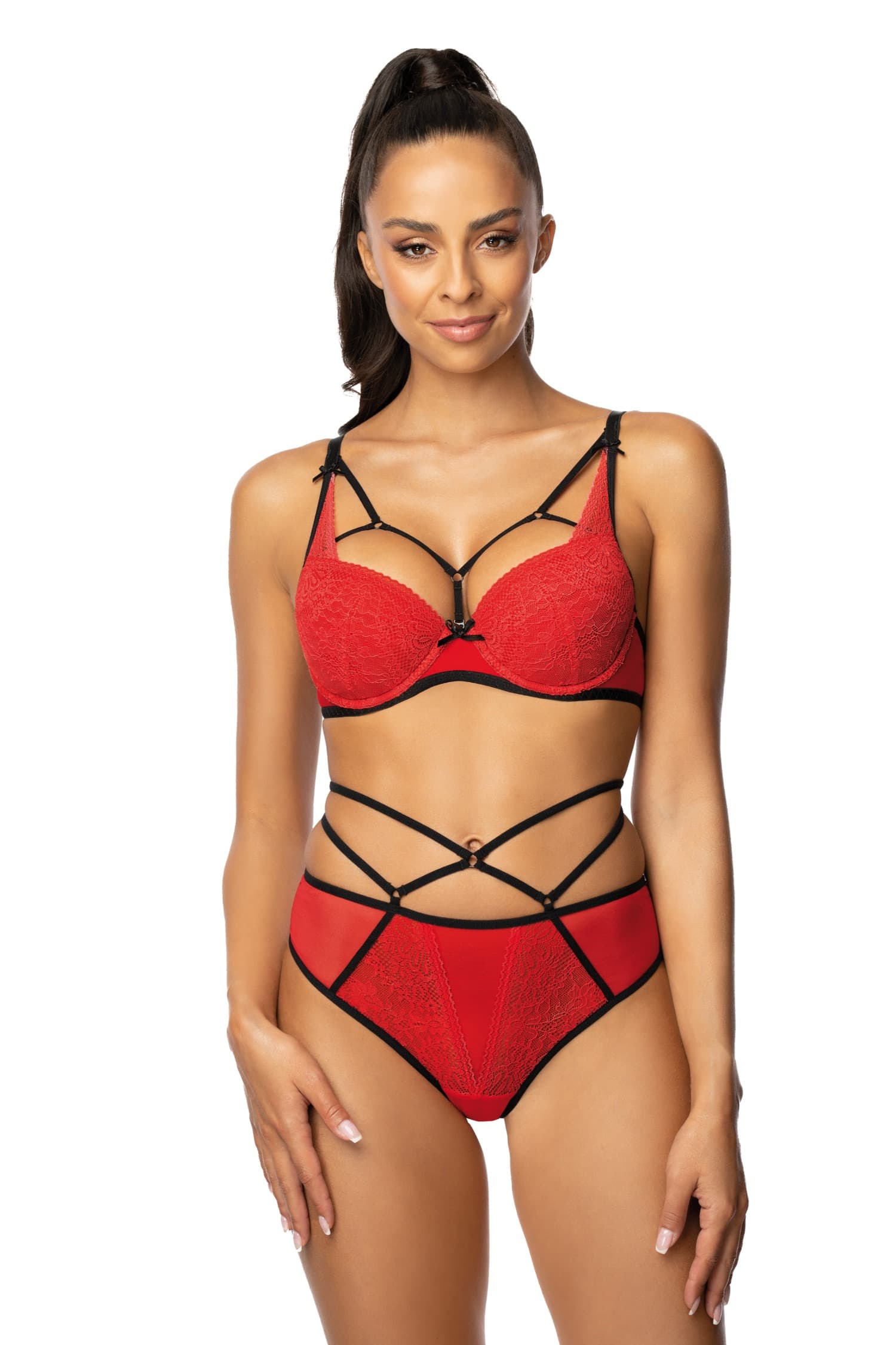 Figi loren 3636/5 czerwono czarne