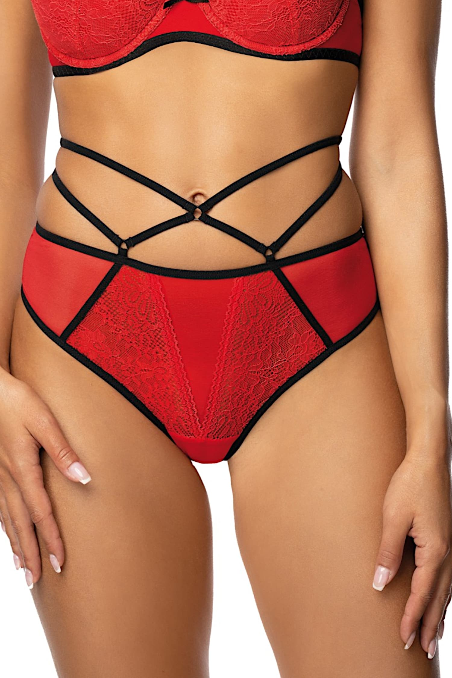 Figi loren 3636/5 czerwono czarne